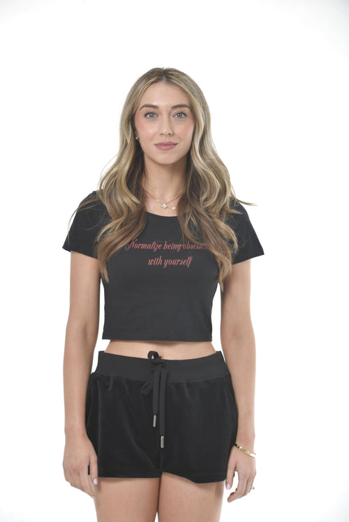 NORMALIZE BEING OBSESSED CROP TEE